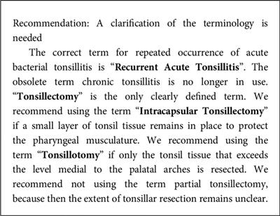 Treatment of recurrent acute tonsillitis—a systematic review and clinical practice recommendations
